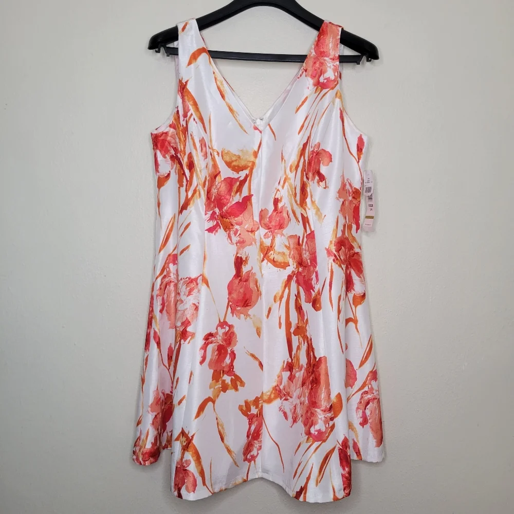 Tiana B. Floral Midi Dress - White and Orange - Picture 2 of 11